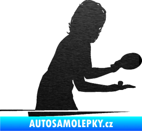 Samolepka Ping pong 005 pravá škrábaný kov černý