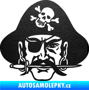 Samolepka Pirát 002 pravá škrábaný kov černý