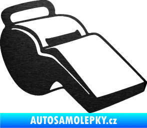 Samolepka Píšťalka 001 pravá škrábaný kov černý