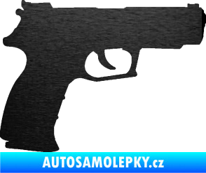 Samolepka Pistole 003 pravá škrábaný kov černý