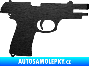Samolepka Pistole 004 pravá škrábaný kov černý