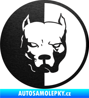 Samolepka Pitbull 001 kruh levá škrábaný kov černý