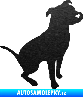 Samolepka Pitbull 005 pravá škrábaný kov černý