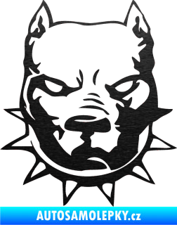 Samolepka Pitbull hlava 002 levá škrábaný kov černý