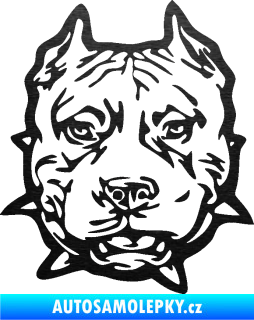 Samolepka Pitbull hlava 003 levá škrábaný kov černý