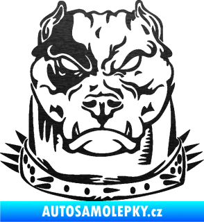 Samolepka Pitbull hlava 005 pravá škrábaný kov černý