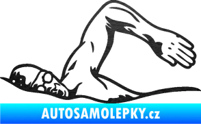 Samolepka Plavání levá 002  škrábaný kov černý