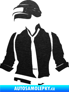Samolepka PLAYERUNKNOWN'S BATTLEGROUNDS - PUBG škrábaný kov černý