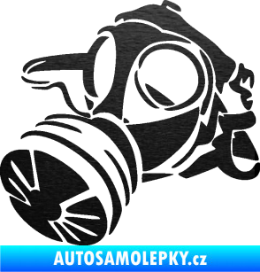 Samolepka Plynová maska levá škrábaný kov černý