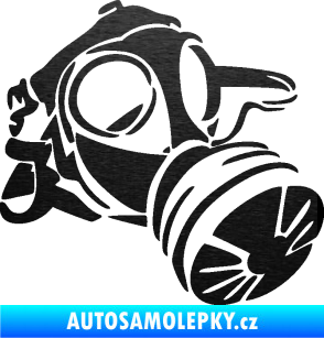 Samolepka Plynová maska pravá škrábaný kov černý