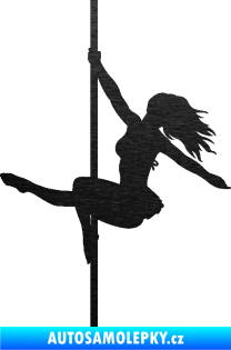 Samolepka Pole dance 001 levá tanec na tyči škrábaný kov černý