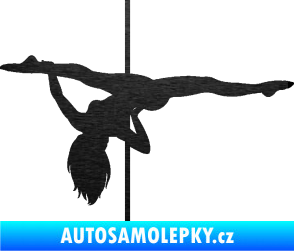 Samolepka Pole dance 002 levá tanec na tyči škrábaný kov černý