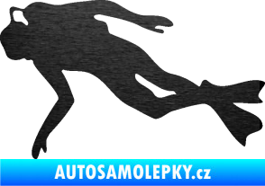 Samolepka Potápěč 002 levá škrábaný kov černý