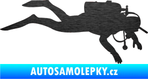 Samolepka Potápěč 003 pravá škrábaný kov černý