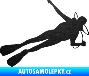 Samolepka Potápěč 004 pravá škrábaný kov černý