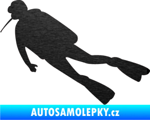 Samolepka Potápěč 006 levá škrábaný kov černý
