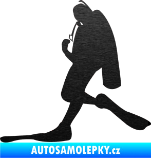 Samolepka Potápěč 007 levá škrábaný kov černý
