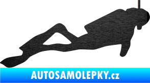 Samolepka Potápěč 009 pravá škrábaný kov černý