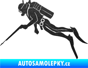 Samolepka Potápěč 010 levá škrábaný kov černý