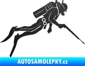 Samolepka Potápěč 010 pravá škrábaný kov černý
