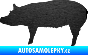 Samolepka Prase 002 levá škrábaný kov černý