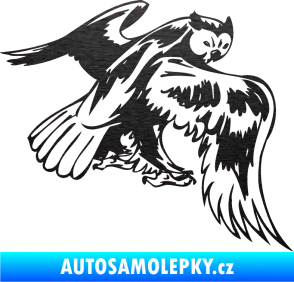 Samolepka Predators 100 pravá sova škrábaný kov černý