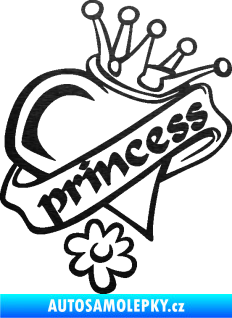 Samolepka Princess nápis v srdíčku škrábaný kov černý