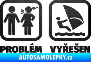 Samolepka Problém? Vyřešen 009 plachtění škrábaný kov černý