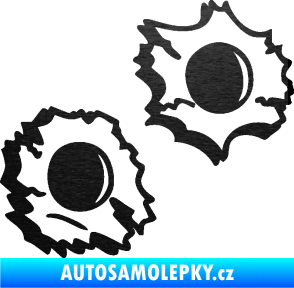 Samolepka Průstřely 001 pravá škrábaný kov černý