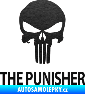 Samolepka Punisher 002 s nápisem škrábaný kov černý