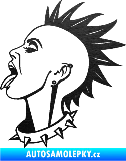 Samolepka Punk rocker lady levá škrábaný kov černý