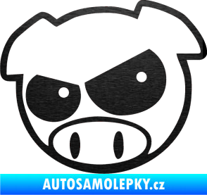 Samolepka Rally pig 002 levá škrábaný kov černý