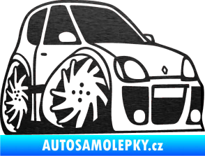 Samolepka Renault Clio sport karikatura pravá škrábaný kov černý