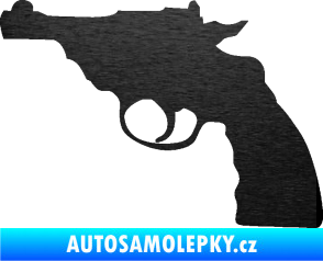 Samolepka Revolver 001 levá škrábaný kov černý