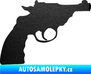 Samolepka Revolver 001 pravá škrábaný kov černý