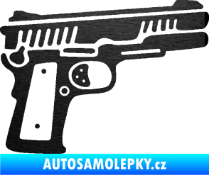 Samolepka Revolver 003 pravá škrábaný kov černý