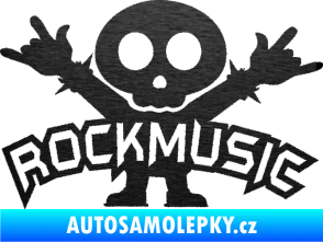 Samolepka Rock music fanda škrábaný kov černý