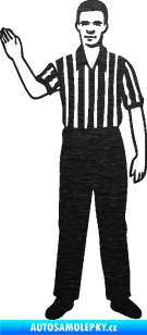 Samolepka Rozhodčí 001 levá škrábaný kov černý