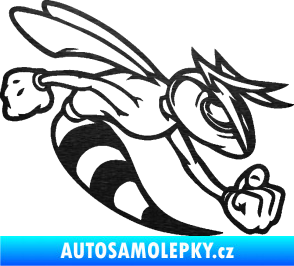Samolepka Rozzuřená vosa 001 pravá škrábaný kov černý