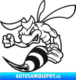 Samolepka Rozzuřená vosa 003 levá škrábaný kov černý