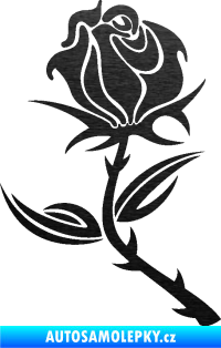 Samolepka Růže 002 levá škrábaný kov černý