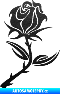 Samolepka Růže 002 pravá škrábaný kov černý