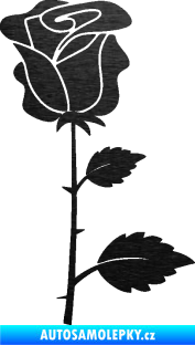 Samolepka Růže 007 pravá škrábaný kov černý