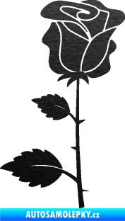 Samolepka Růže 007 levá škrábaný kov černý