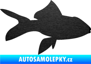 Samolepka Ryba 002 pravá škrábaný kov černý