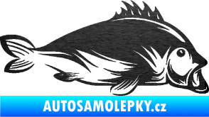 Samolepka Ryba 003 pravá škrábaný kov černý