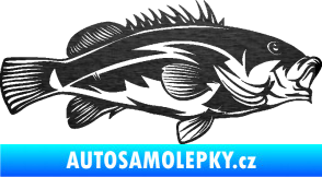 Samolepka Ryba 005 pravá škrábaný kov černý