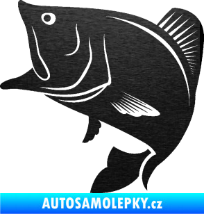 Samolepka Ryba 009 levá škrábaný kov černý