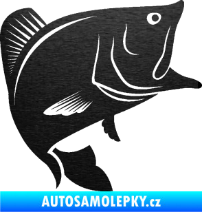 Samolepka Ryba 009 pravá škrábaný kov černý