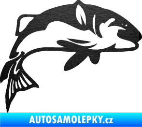 Samolepka Ryba 010 pravá škrábaný kov černý